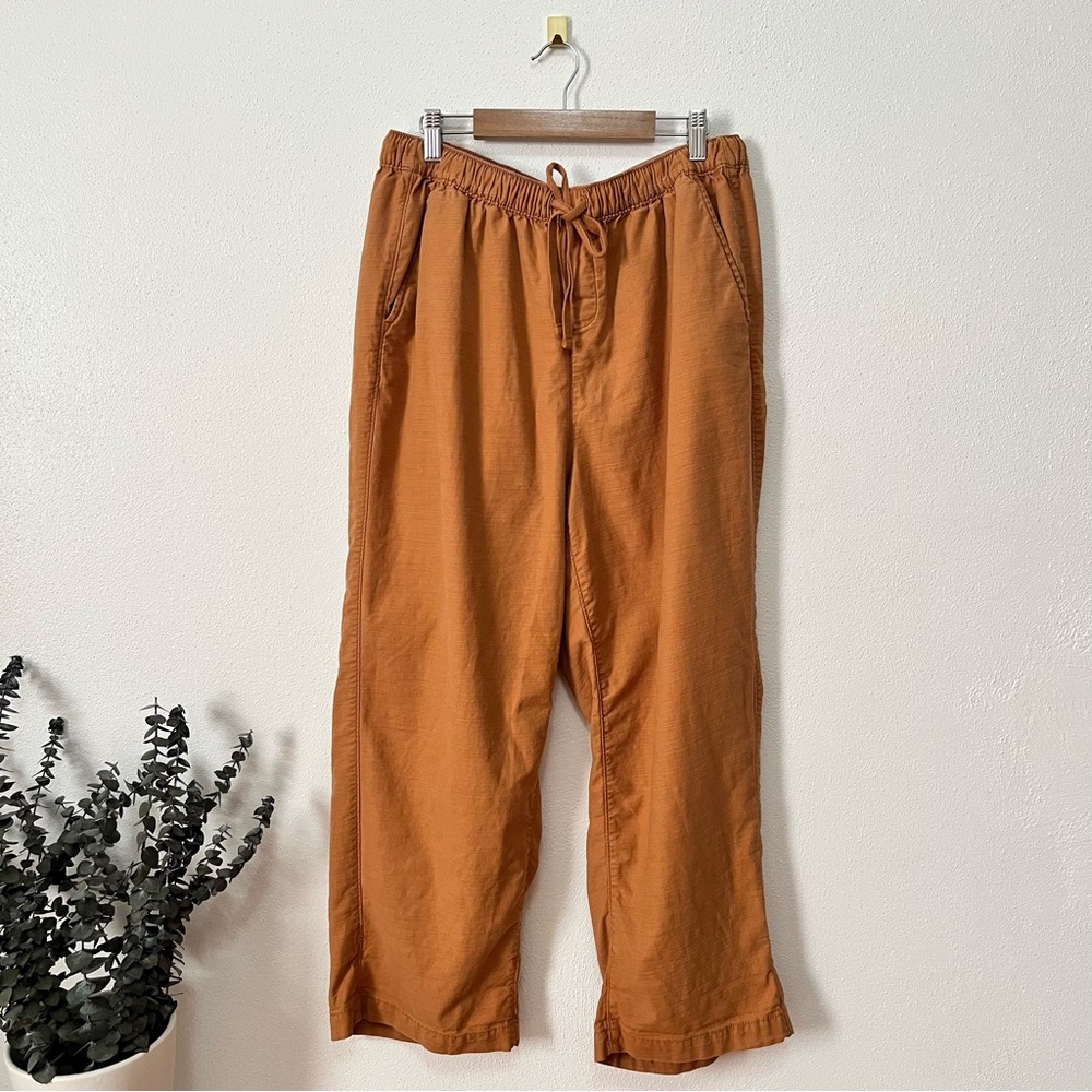 lane bryant rust orange high rise crop wide leg pull on trouser pant 10/12